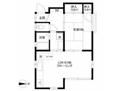 スリージエ中野(1LDK/1階)の間取り写真