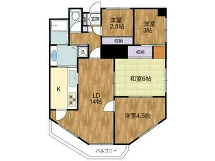 神代バタニカルガーデンズマンション(3LDK/3階)の間取り写真