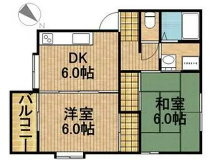 コーポ内山A(2DK/1階)の間取り写真