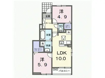 フランA(2LDK/1階)の間取り写真
