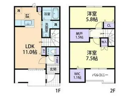 ドミール大島Ⅶ A(2LDK/1階)の間取り写真