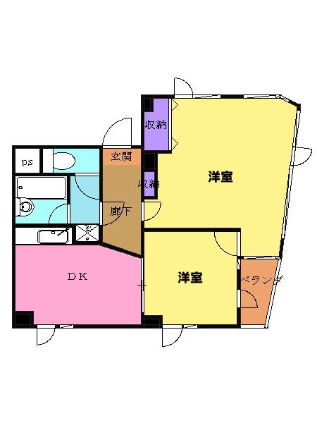 サンケイビルディング矢川(2DK/4階)の間取り写真