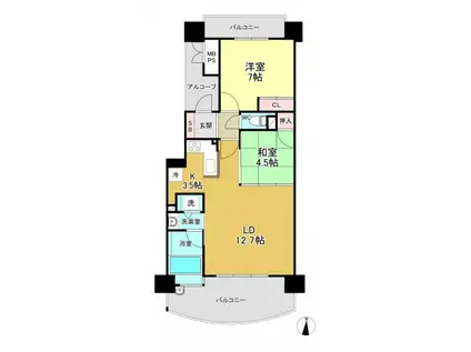 ラ・メルカーサⅡ705号(2LDK/7階)の間取り写真