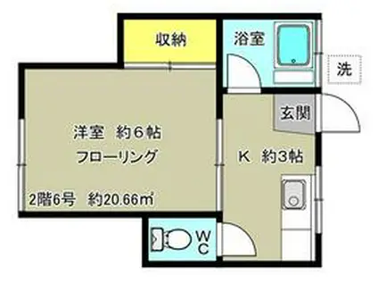 富士ハイツ(1K/2階)の間取り写真