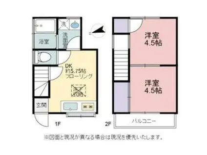 遠藤タウンハウス(2DK)の間取り写真
