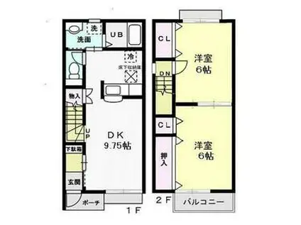 ヴェルドミール港ヶ丘 Ⅰ(2LDK/1階)の間取り写真