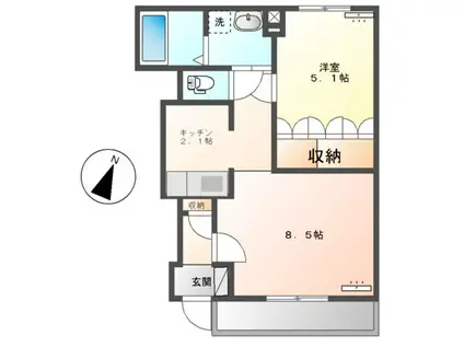 ハピネスベル(1LDK/1階)の間取り写真