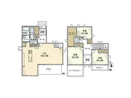 小田急電鉄小田原線 新百合ケ丘駅 バス乗車時間:18分 向原二丁目バス停で下車 徒歩4分 2階建 築16年(3LDK)の間取り写真