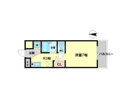 ルミエール箕面Ⅲ(1K/1階)の間取り写真