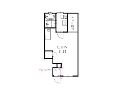 ノース VILLAGEⅡ(ワンルーム/2階)の間取り写真