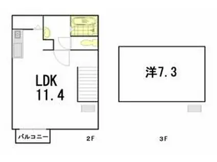 GLADSPACE茶屋松(ワンルーム/2階)の間取り写真