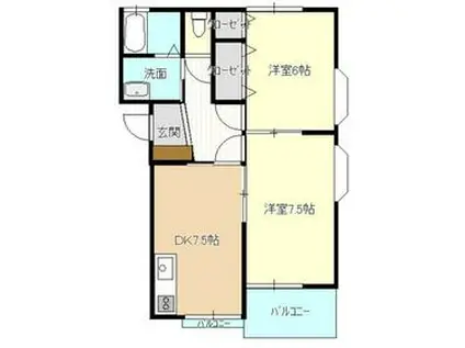 ハイツナティ(2DK/1階)の間取り写真