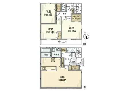 横須賀線 逗子駅 徒歩12分 2階建 築6年(3LDK)の間取り写真