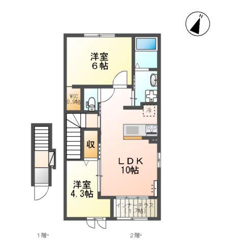 五日市線 武蔵増戸駅 徒歩18分 2階建 築6年(2LDK/2階)の間取り写真
