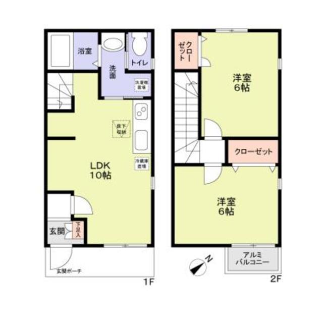 フォレストサンカン(2LDK)の間取り写真