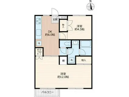 アムスプラザA棟(2DK/2階)の間取り写真