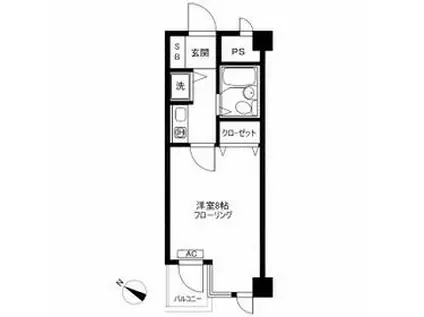 PRESTIGE GAKUGEIDAI(1K/1階)の間取り写真