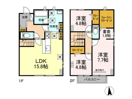 西武鉄道新宿線 都立家政駅 徒歩14分 2階建 築1年(3LDK)の間取り写真