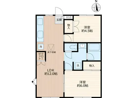 アムスプラザA棟(2LDK/1階)の間取り写真