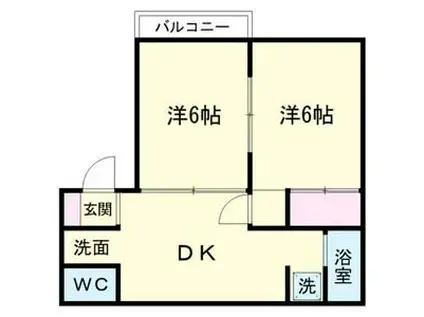 シアトリカルみずほ台2(2DK/2階)の間取り写真