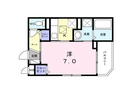 アルマグラータ(1K/1階)の間取り写真