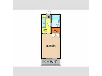 ハイネス服部(1K/3階)の間取り写真
