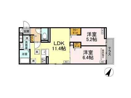 セレスティア白鷺Ⅱ(2LDK/1階)の間取り写真