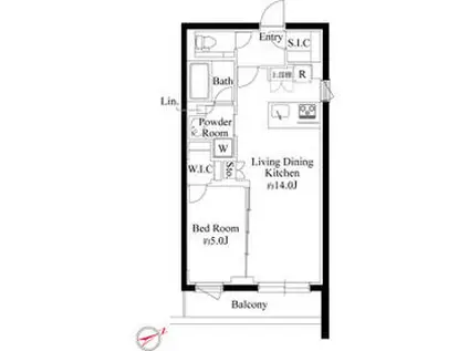 ラヴィエール千駄ヶ谷プレミアムレジデンス(1LDK/4階)の間取り写真