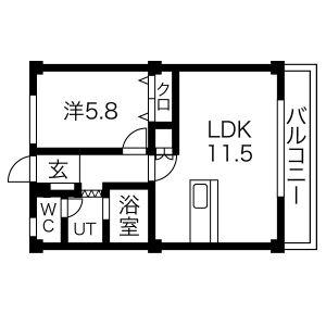 コーキア神楽(1LDK/1階)の間取り写真