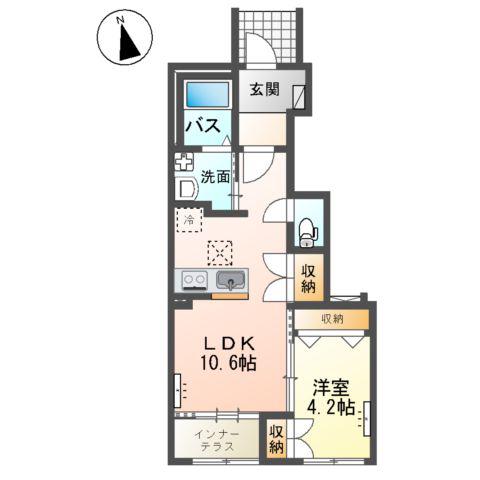 メゾン ベルフルール(1LDK/1階)の間取り写真