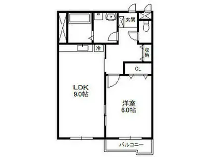 イーストヒル21(1LDK/2階)の間取り写真