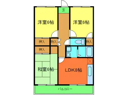 グリーンハイツ泉(3LDK/2階)の間取り写真