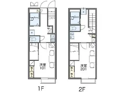 レオパレスリバーサイド上砂(1K/2階)の間取り写真