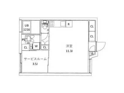 CITY WALK新江古田(ワンルーム/1階)の間取り写真