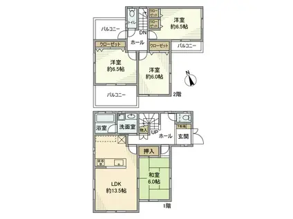 京成電鉄松戸線 高根木戸駅 徒歩14分 2階建 築21年(4LDK)の間取り写真