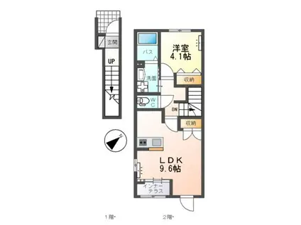 スターテラスⅡ下岡本町アパート(1LDK/2階)の間取り写真