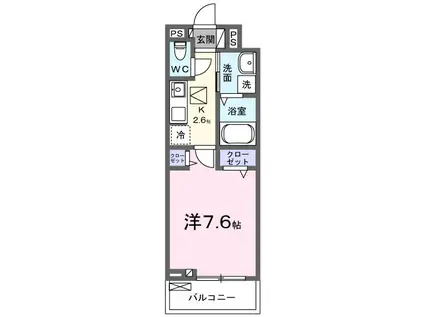 クレメントガーデンⅤ(1K/1階)の間取り写真