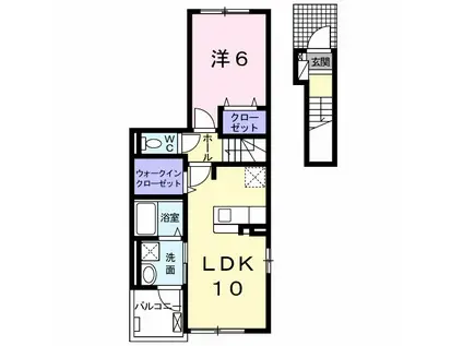 ソルヴィア(1LDK/2階)の間取り写真