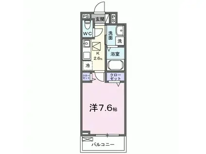 ヴァンベールⅢ(1K/1階)の間取り写真