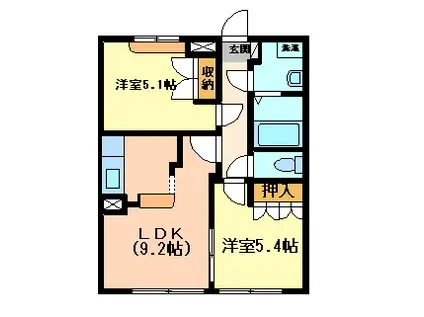 サンクリスタル(2DK/2階)の間取り写真