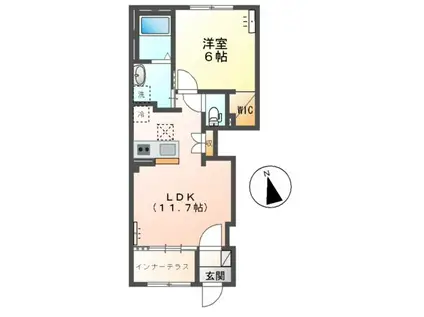 スターテラスⅡ三峯1丁目アパート(1LDK/1階)の間取り写真