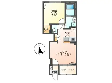 スターテラスⅡ三峯1丁目アパート(1LDK/1階)の間取り写真