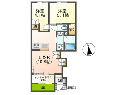 エスベランサⅤ(2LDK/1階)の間取り写真