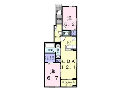 アルバ 涼(2LDK/1階)の間取り写真