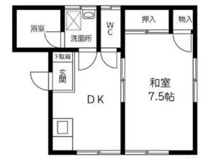 ナガオハイツ(1DK/2階)の間取り写真