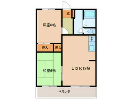 ハイツTMK B(2LDK/1階)の間取り写真