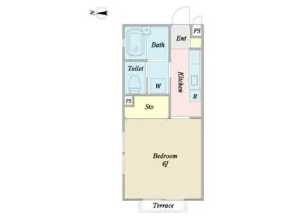 ハーヴェストⅢ(1K/2階)の間取り写真