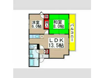 ヴェルドミール夏見A棟(2LDK/1階)の間取り写真