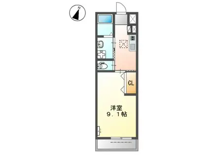 メゾンリベルテ(1K/1階)の間取り写真