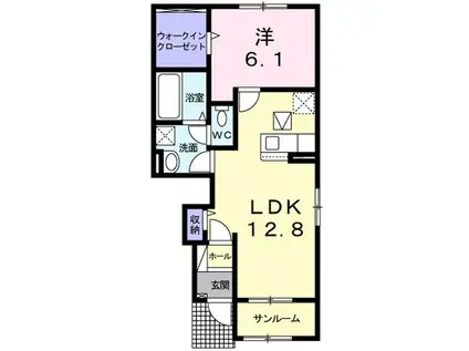 SUN FROUGEⅡ(1LDK/1階)の間取り写真